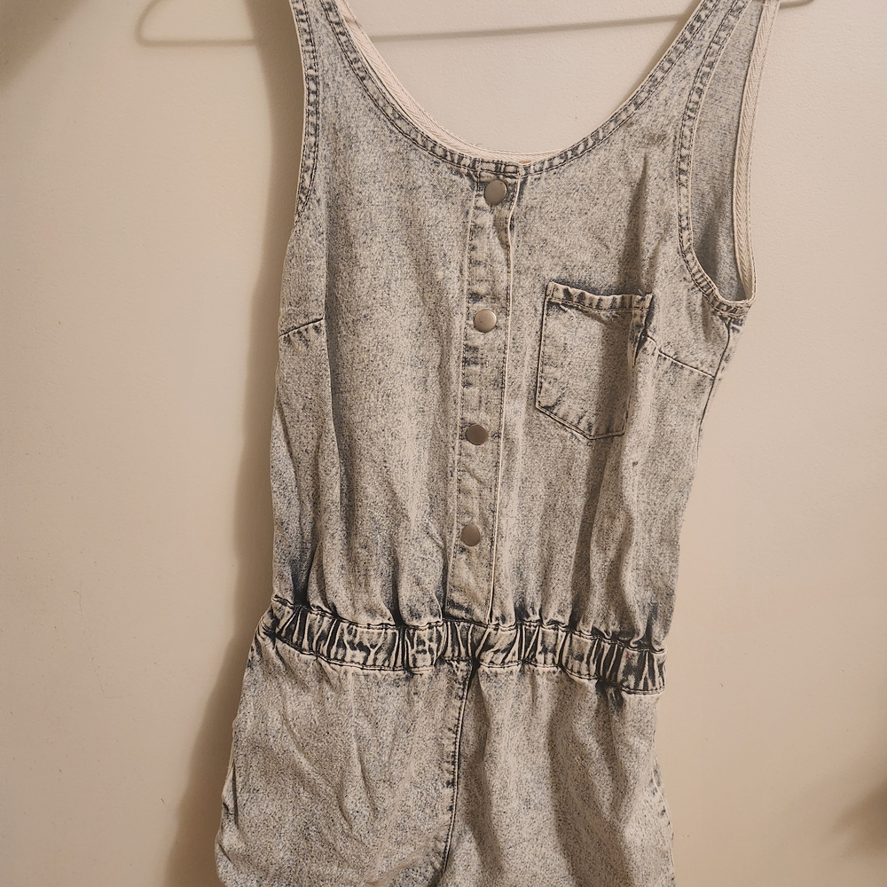 Topshop Moto Gray Denim Romper